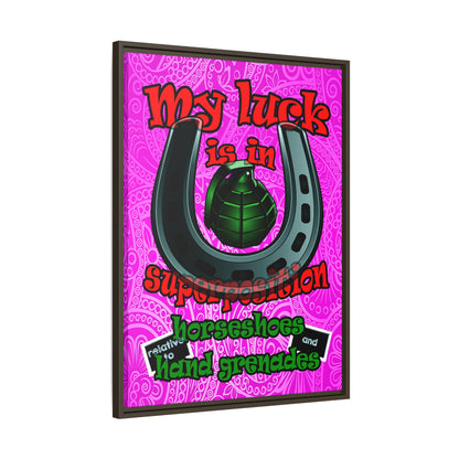 my luck - framed canvas art (pink swirl)