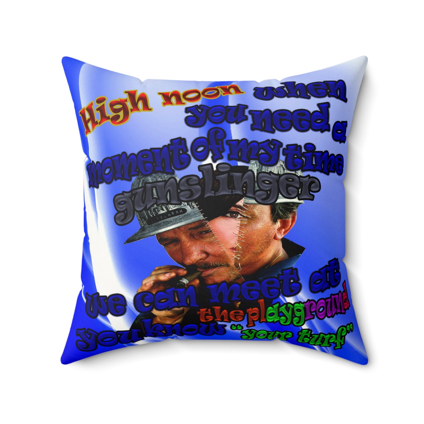 high noon - Faux Suede Square Pillow - (blue-white wave)