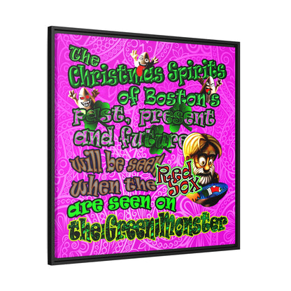 christmas spirits of boston - framed canvas art (pink swirl)
