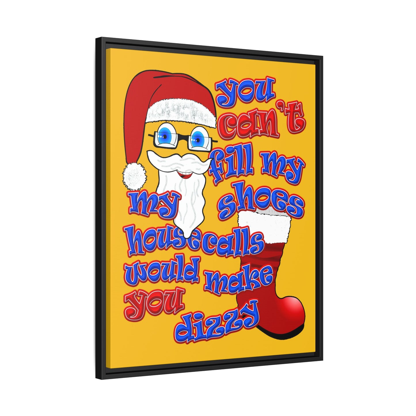 santa's shoes - framed canvas art (yellow)
