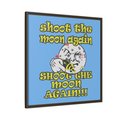 shoot the moon again - framed canvas art (light blue)