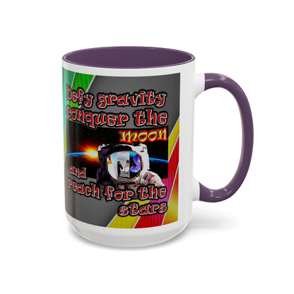 defy conquer reach - Accent Mug (rainbow split)