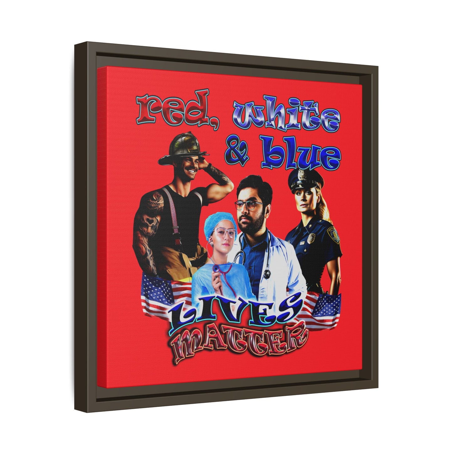 rw&b lives matter - framed canvas art (red)