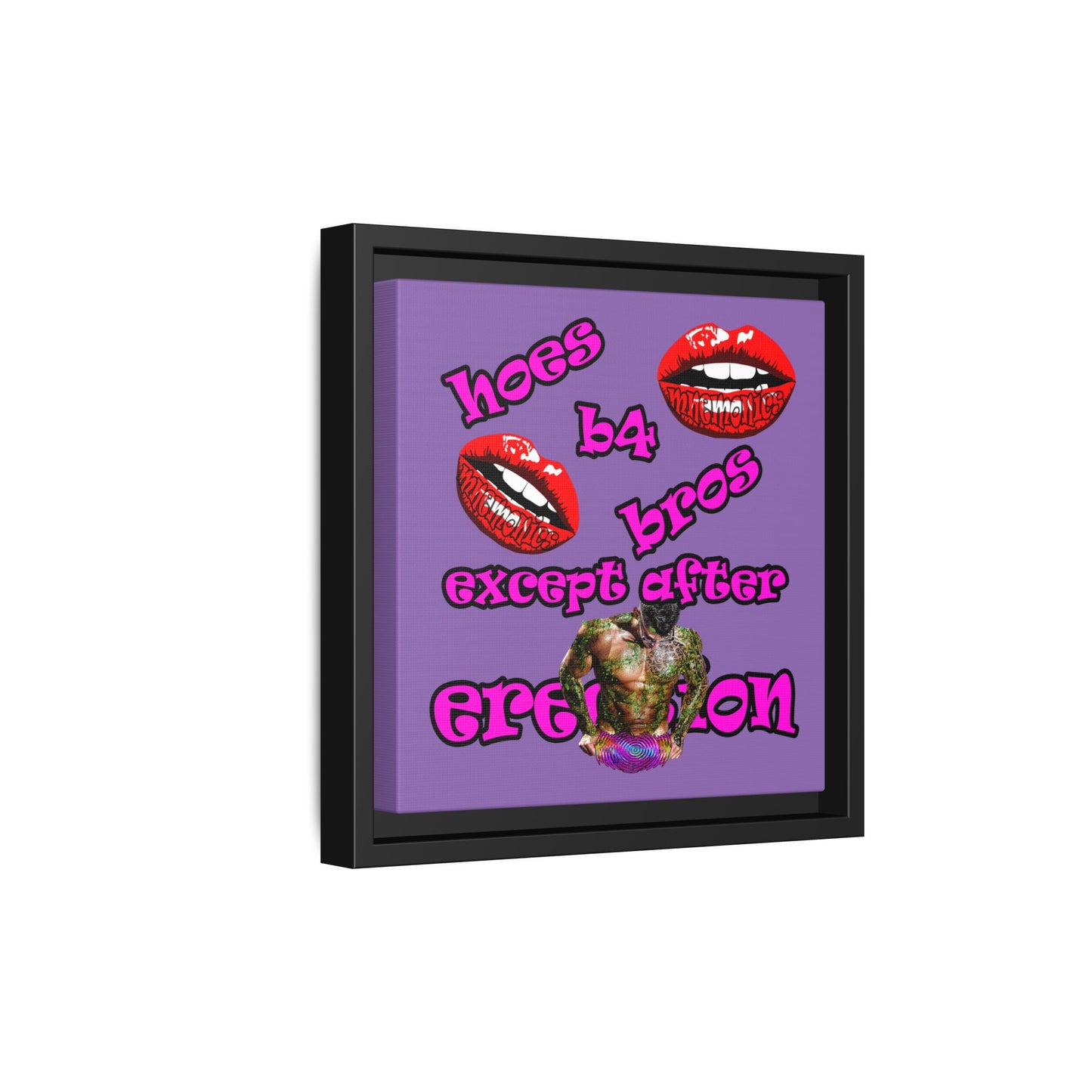 hoes b4 bros - framed canvas art (light purple)