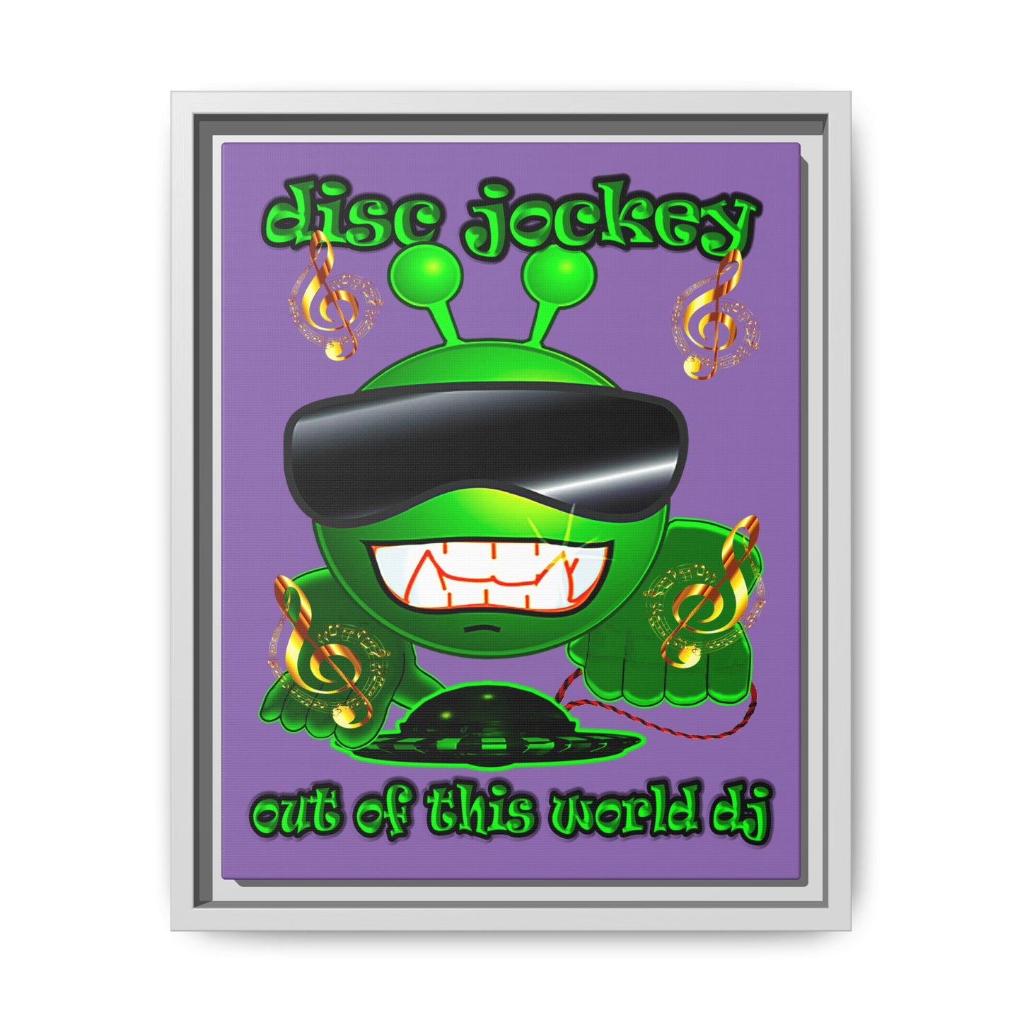 disc jockey - framed canvas art (light purple)