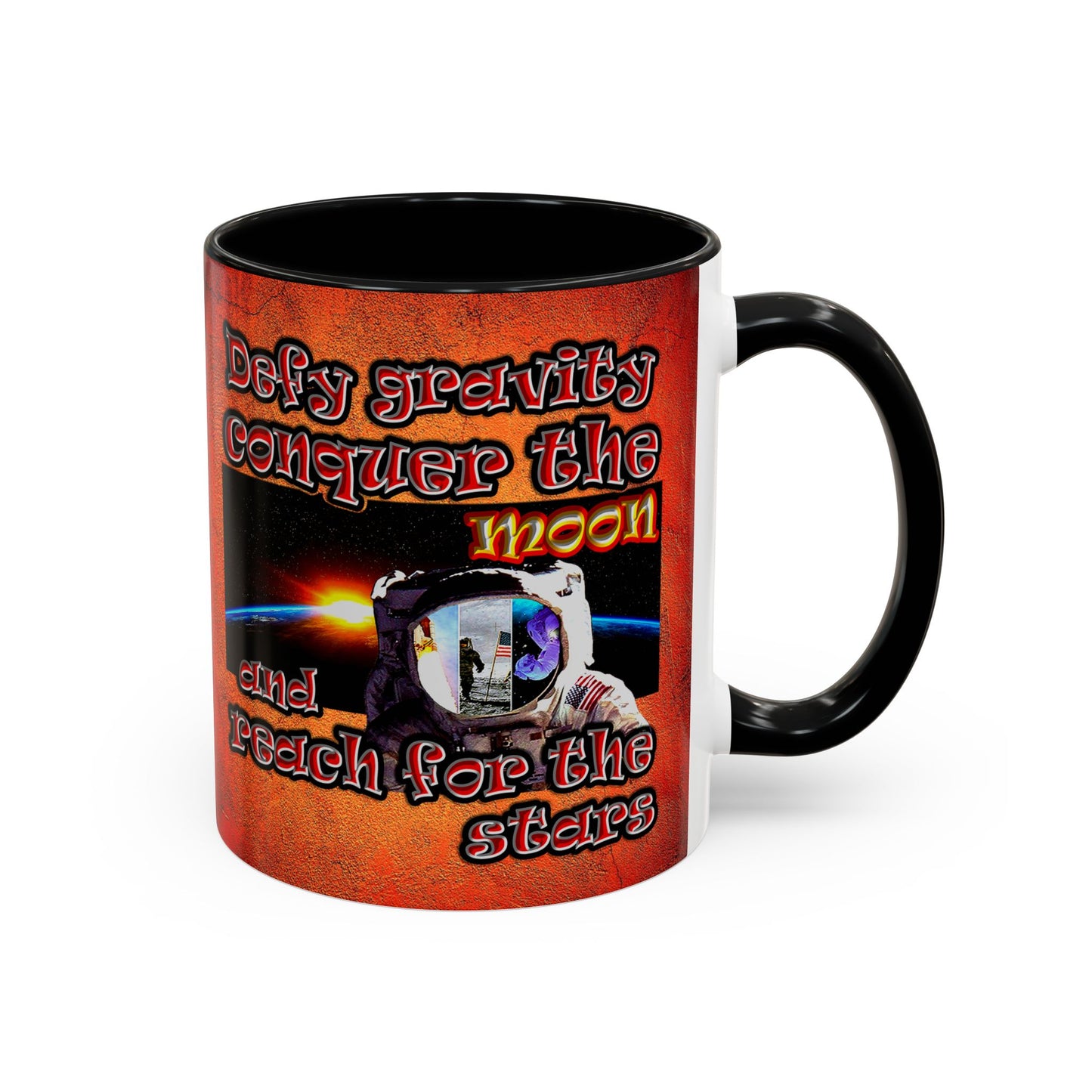 defy conquer reach - Accent Mug (burnt orange)