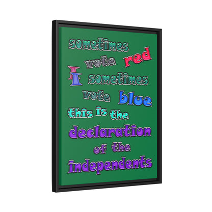 declaration of the independents - framed canvas art (dark green)