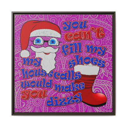 santa's shoes - framed canvas art (pink swirl)