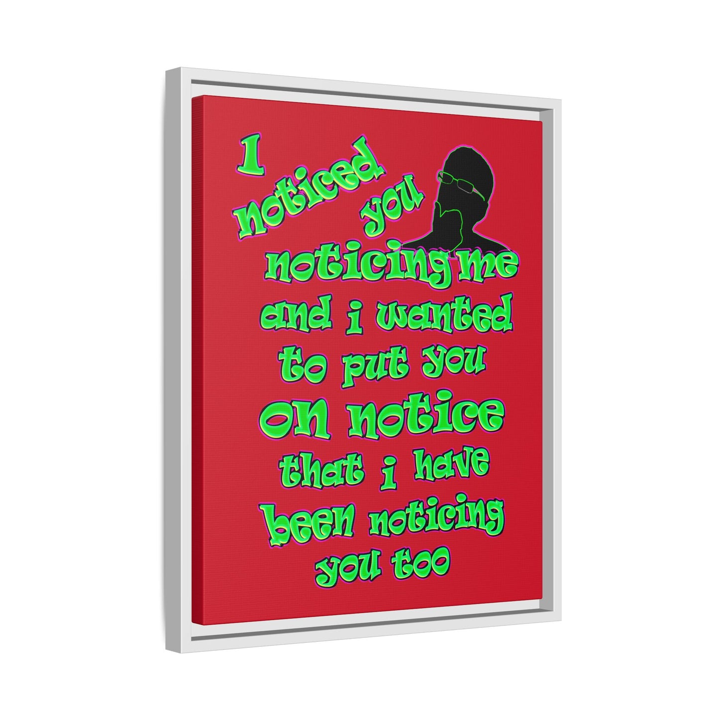 noticed you noticing - framed canvas art (dark red)