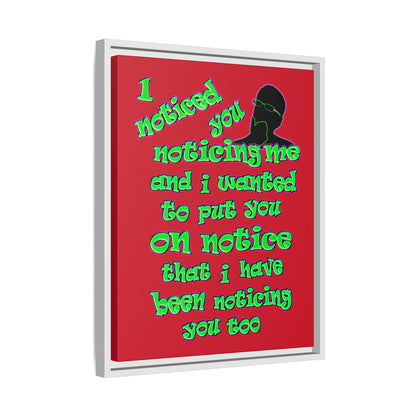 noticed you noticing - framed canvas art (dark red)