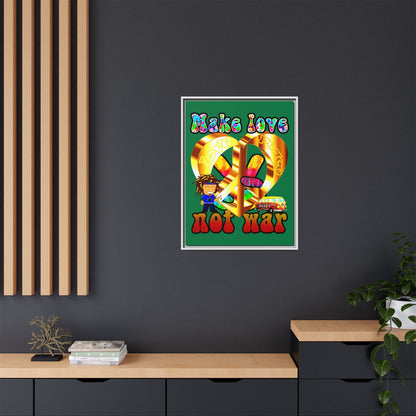 love peace - framed canvas art (dark green)