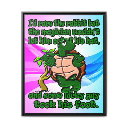 turtle race - framed canvas art (light blue-pink wave)