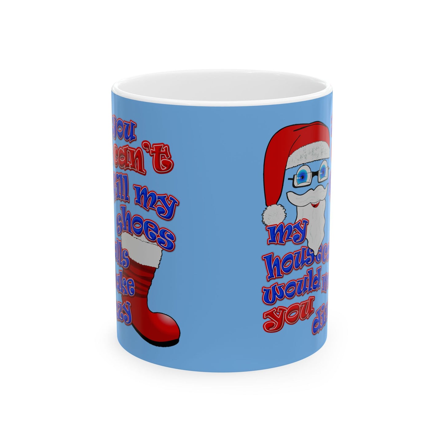 santa's shoes - White Mug (light blue)