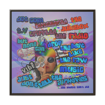 drop the beat - framed canvas art (light blue-pink wave)