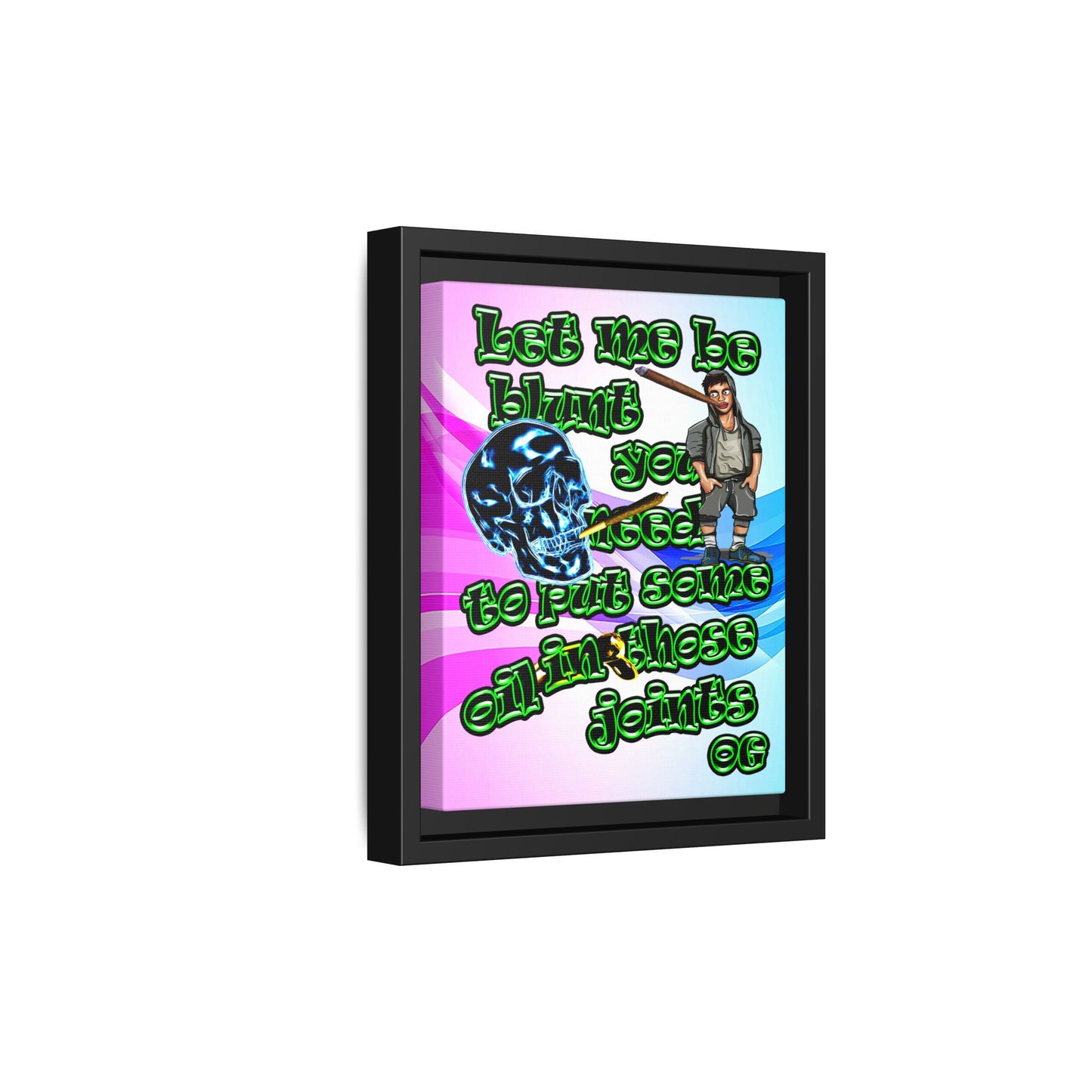 og - framed canvas art (light blue-pink wave)