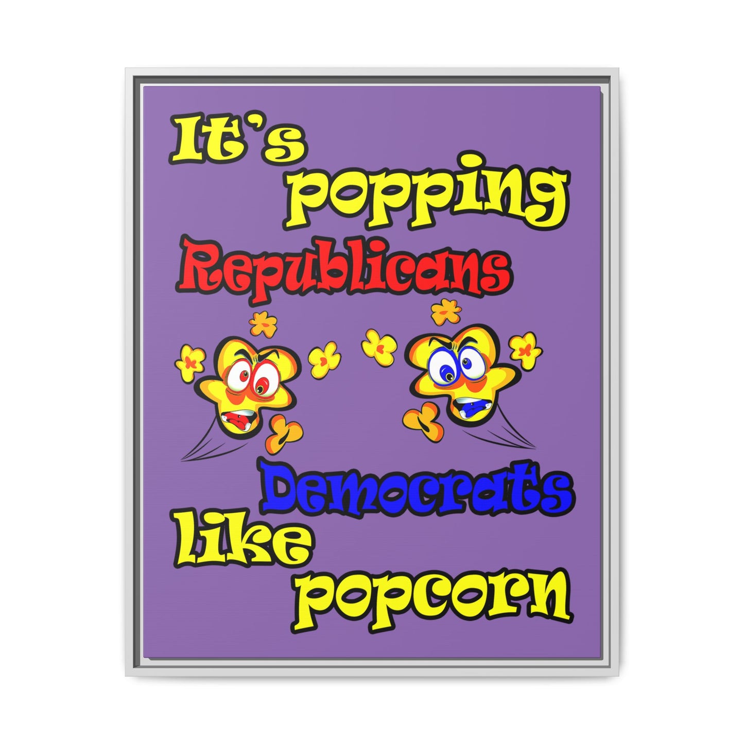 popping like popcorn - framed canvas art (light purple)