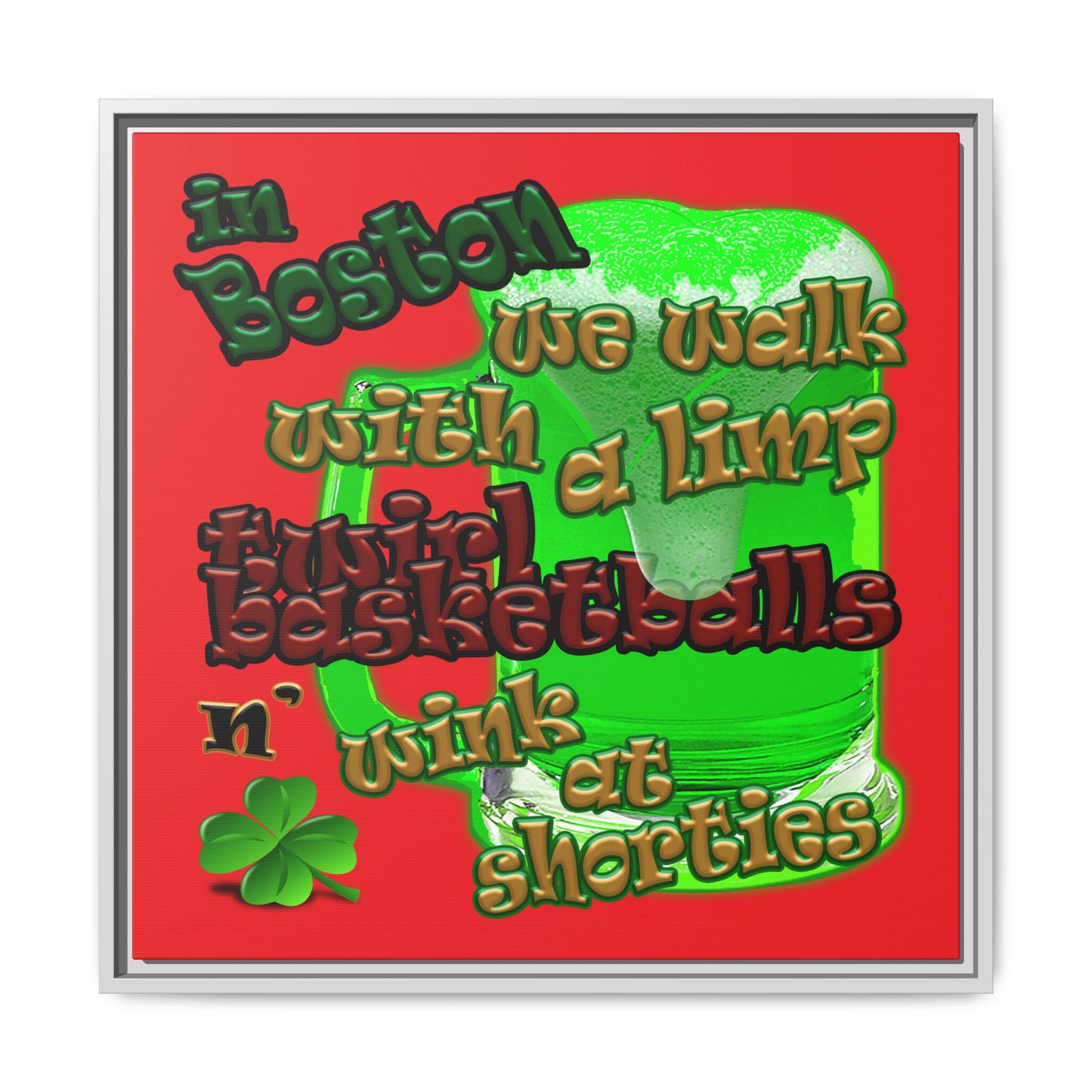 celtics logo - framed canvas art (red)