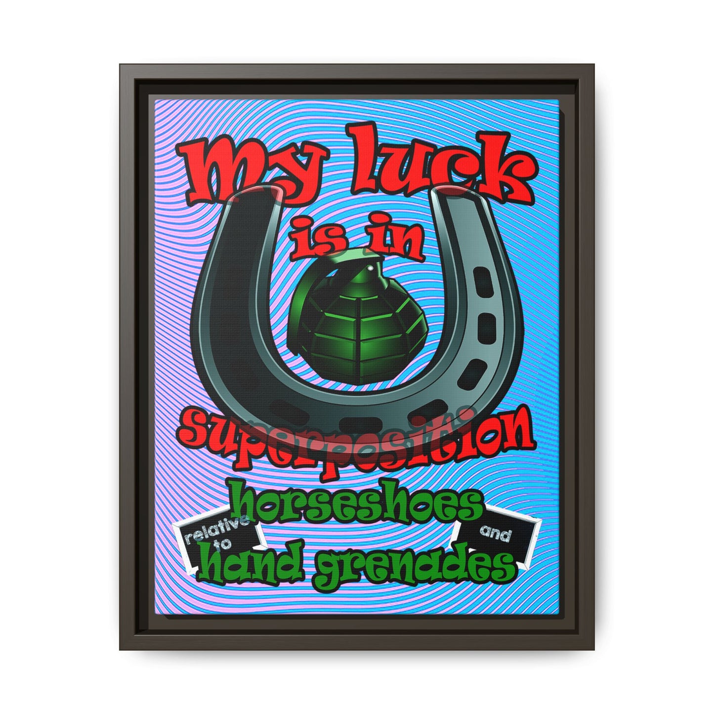 my luck - framed canvas art (light blue-purple wave)