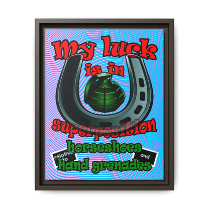 my luck - framed canvas art (light blue-purple wave)