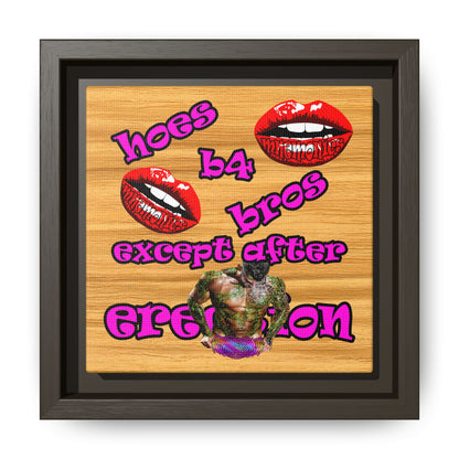 hoes b4 bros - framed canvas art (butterscotch wood finish)
