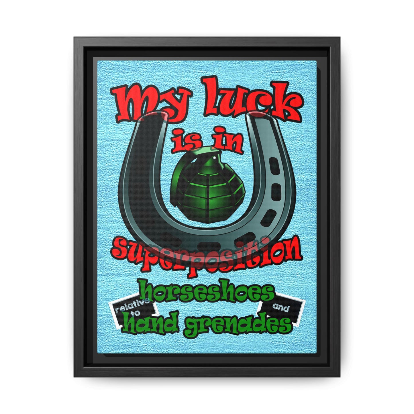 my luck - framed canvas art (faded blue)
