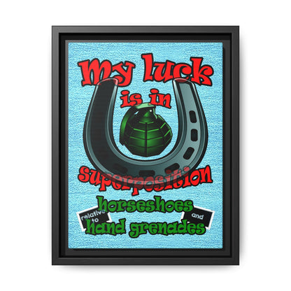 my luck - framed canvas art (faded blue)
