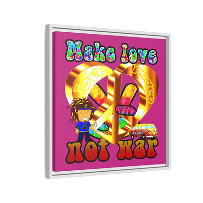 love peace - framed canvas art (pink)