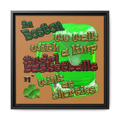 celtics logo - framed canvas art (light brown)