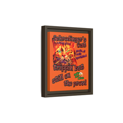 schrodinger's cat - framed canvas art (orange)