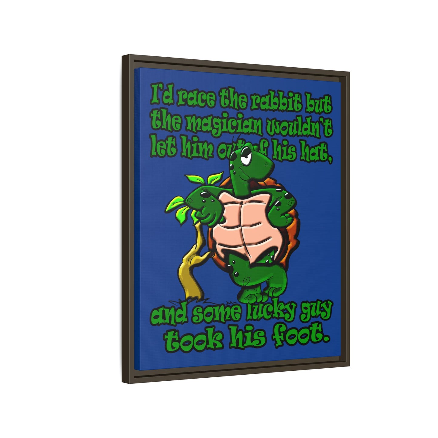 turtle race - framed canvas art (dark blue)
