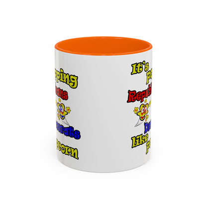 popping like popcorn - Accent Mug (white)