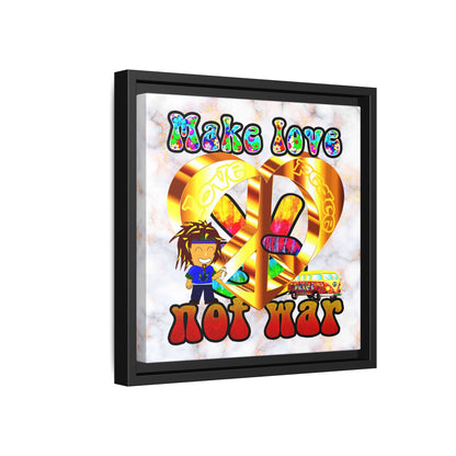 love peace - framed canvas art (white marble)