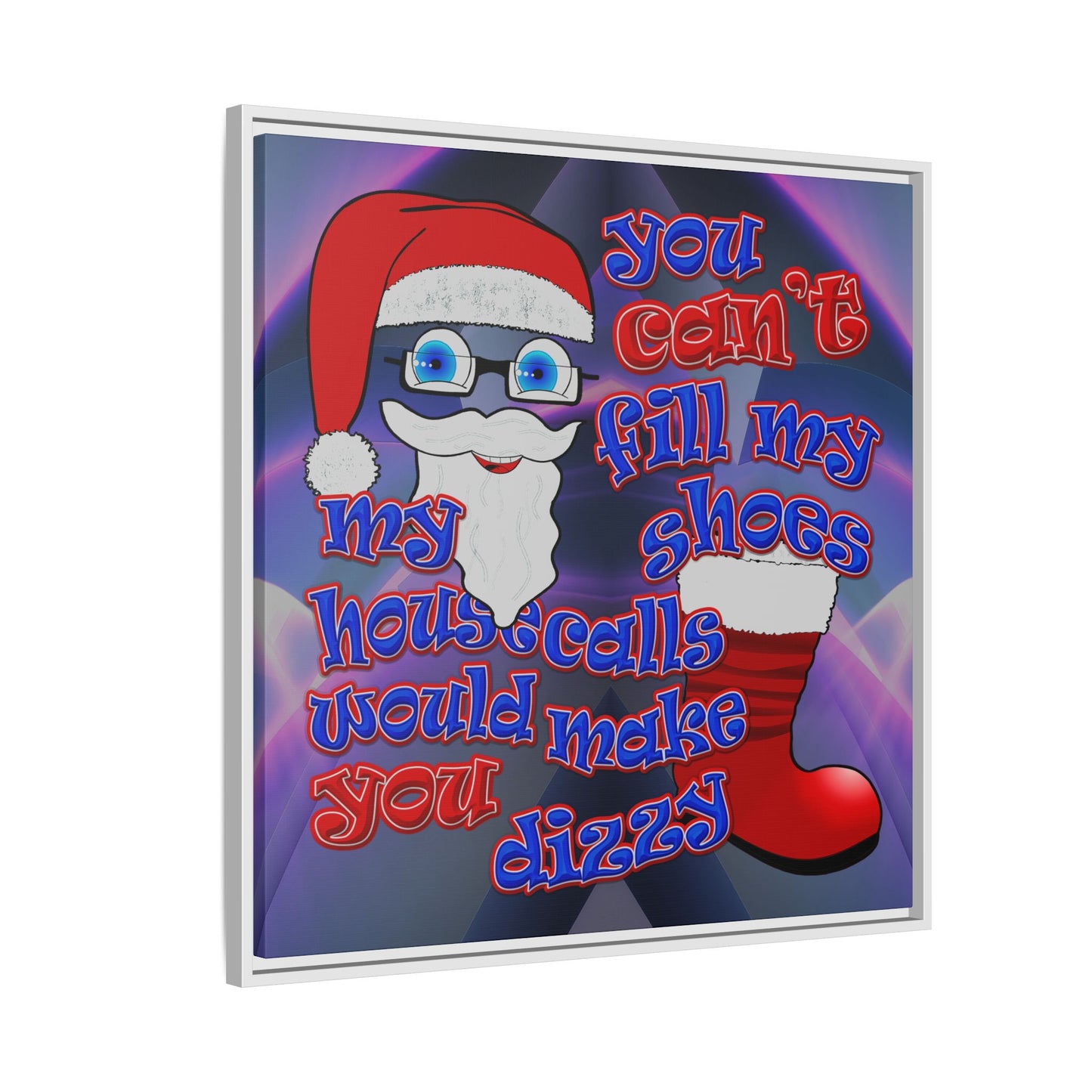 santa's shoes - framed canvas art (grey-pink wave)