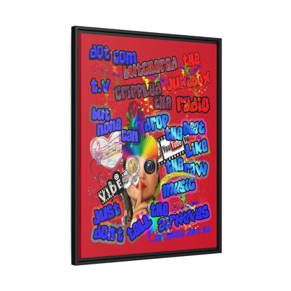 drop the beat - framed canvas art (dark red)