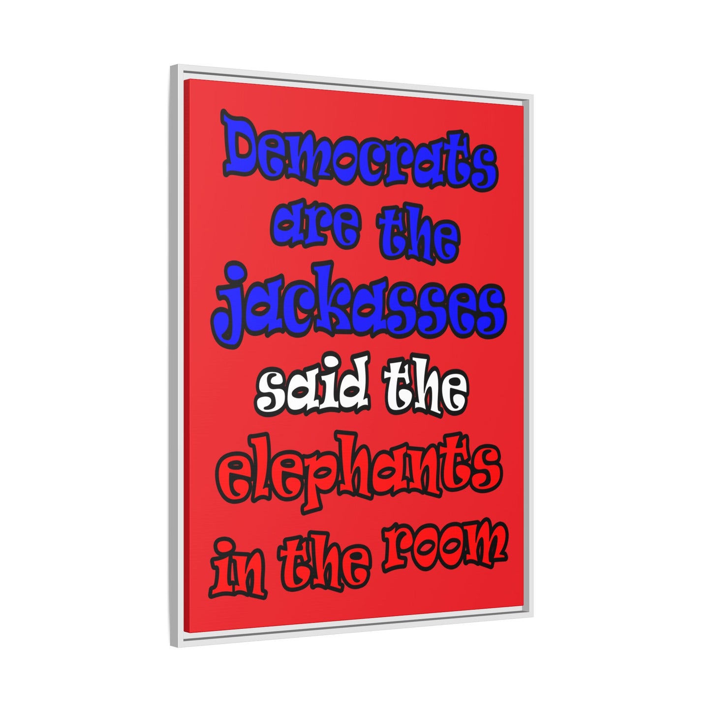donkeys and elephants - framed canvas art (red)