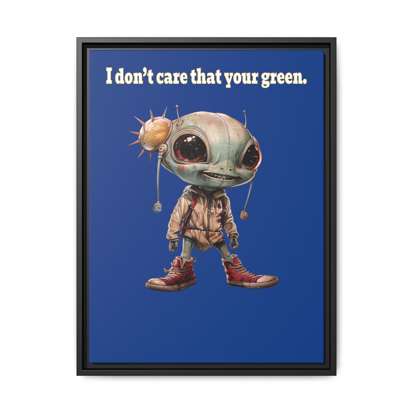 I don't care that your green - framed canvas art (dark blue)