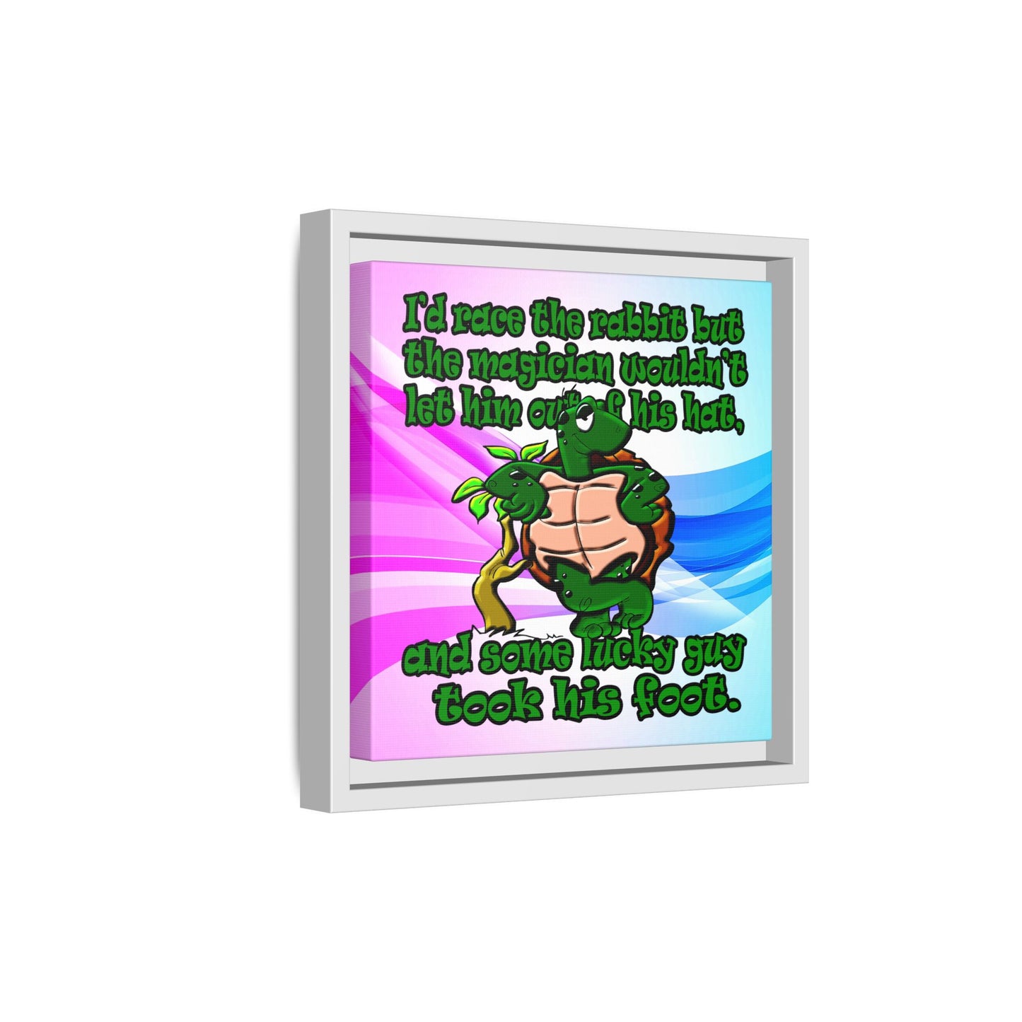 turtle race - framed canvas art (light blue-pink wave)