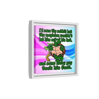 turtle race - framed canvas art (light blue-pink wave)