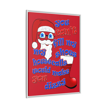 santa's shoes - framed canvas art (dark red)