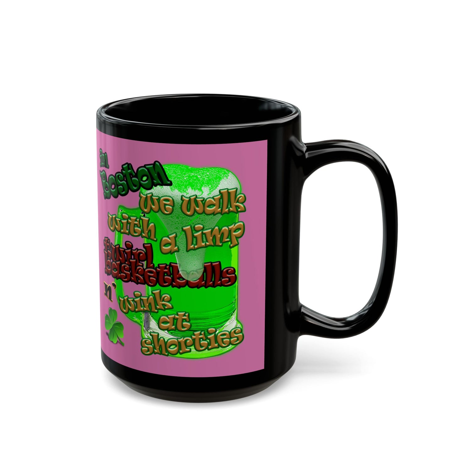celtics logo - Black Mug (light pink)