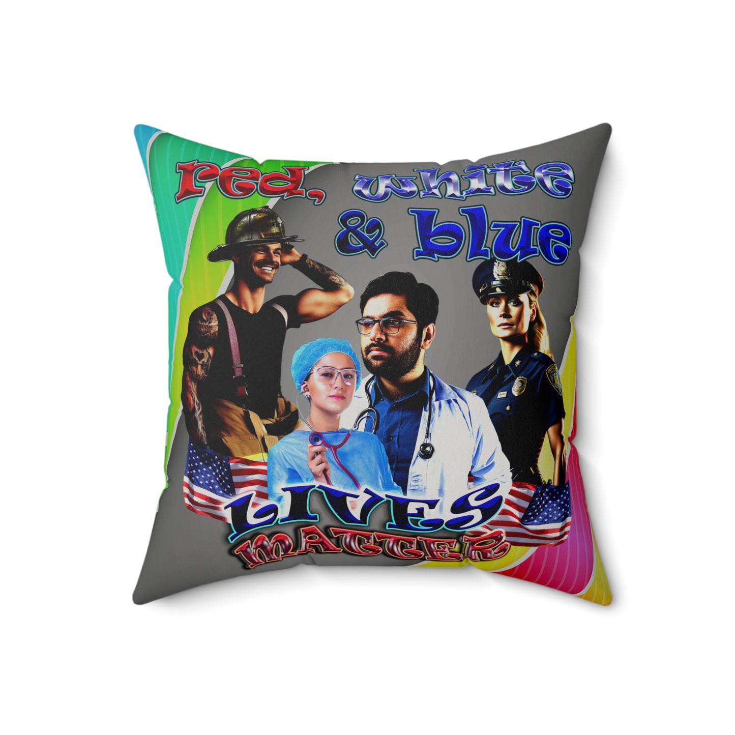 rw&b lives matter - Faux Suede Square Pillow - (rainbow split)