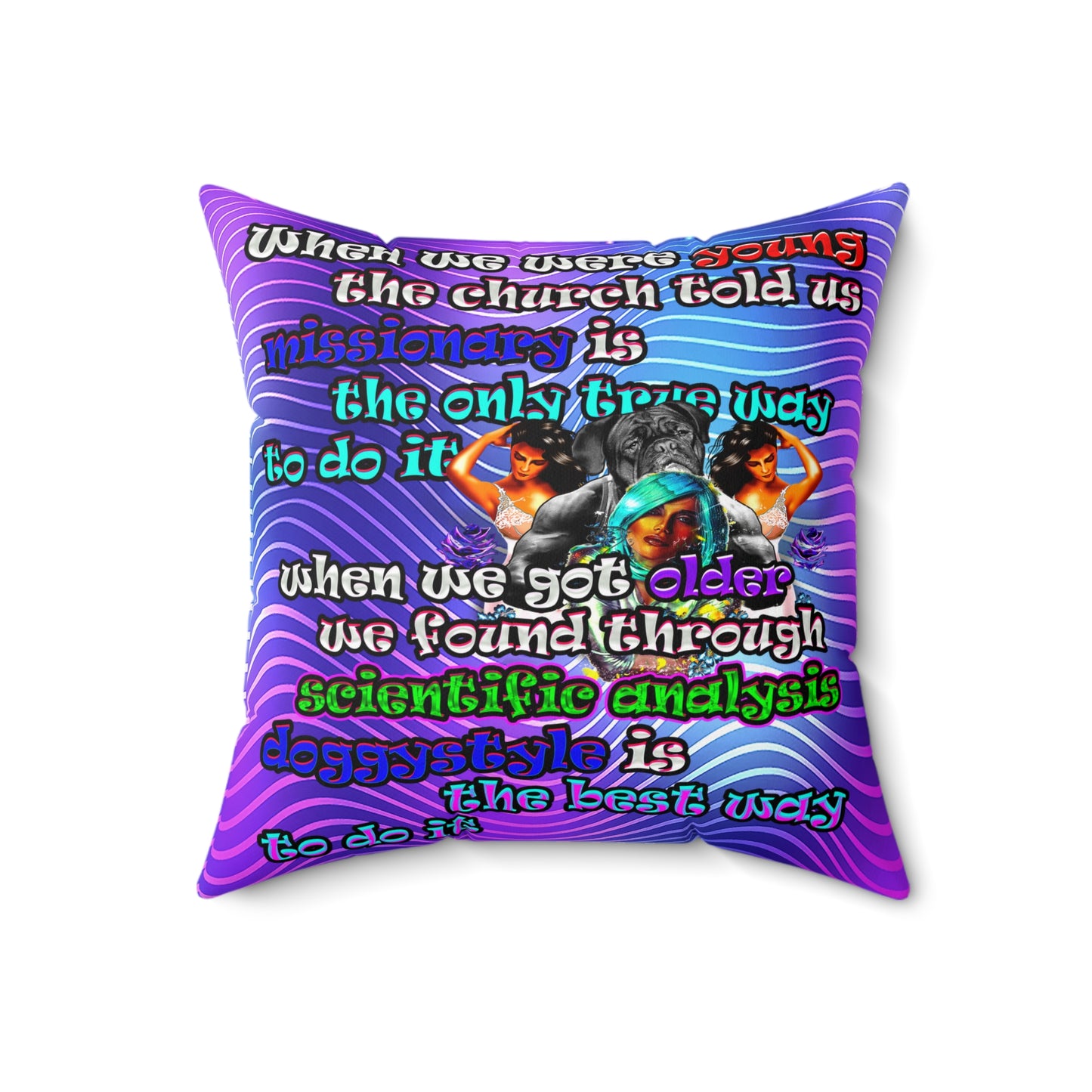 doggystyle - Spun Polyester Square Pillow - (purple wave)
