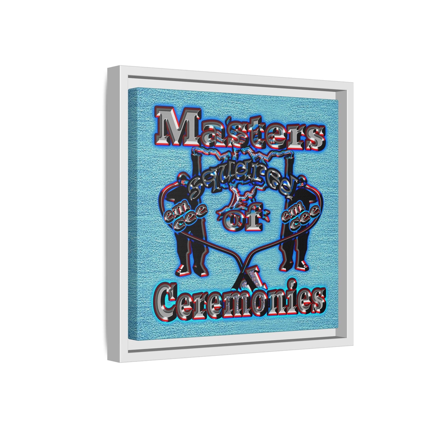 em cee squared - framed canvas art (faded blue)