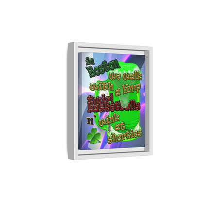 celtics logo - framed canvas art (grey-pink wave)