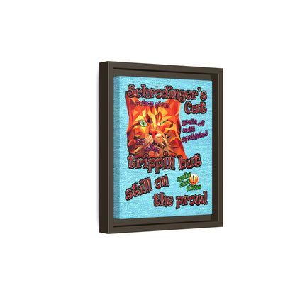 schrodinger's cat - framed canvas art (faded blue)