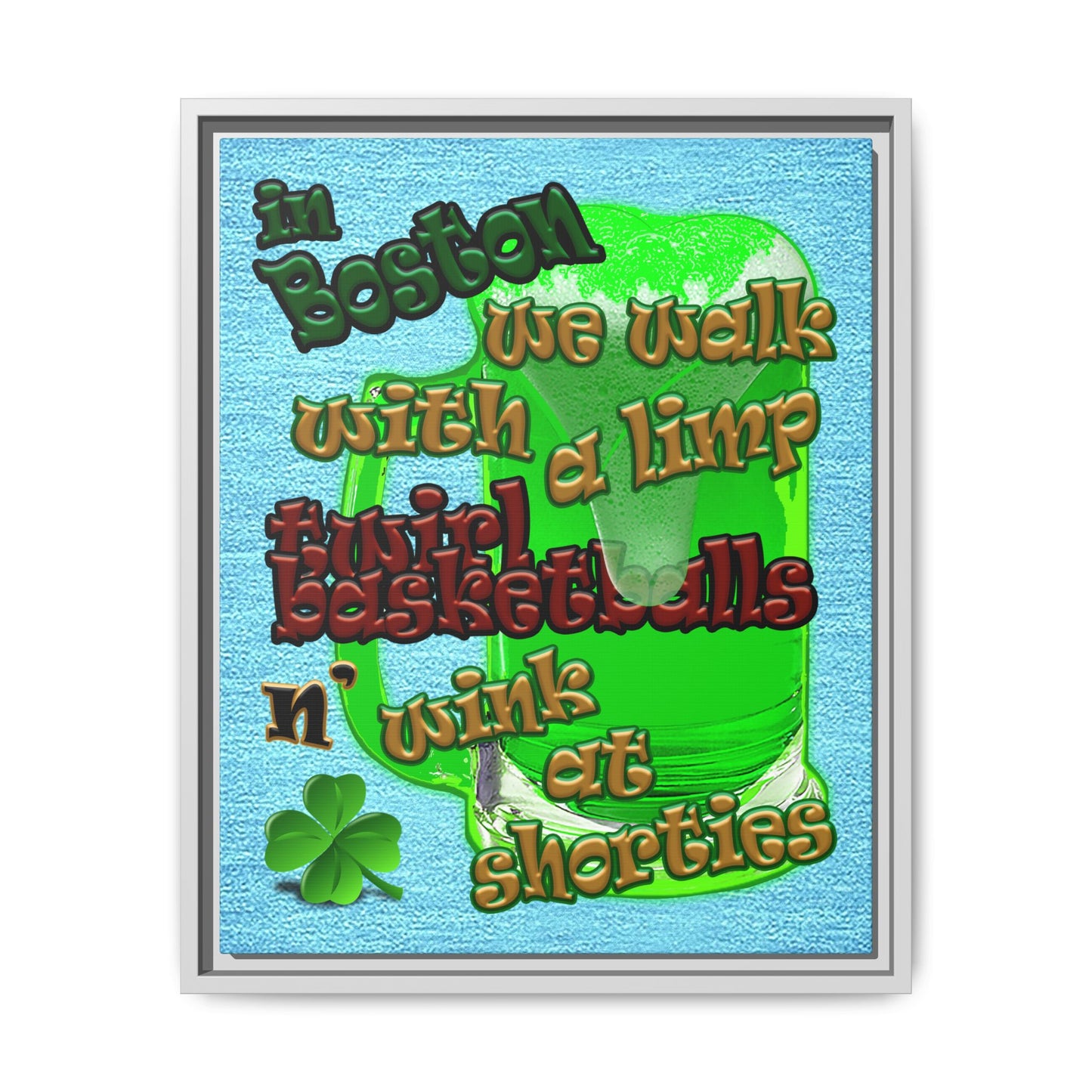 celtics logo - framed canvas art (faded blue)