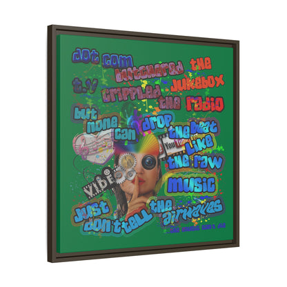 drop the beat - framed canvas art (dark green)