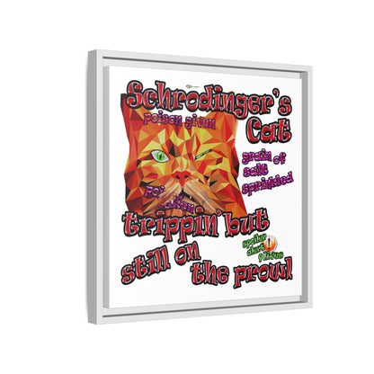 schrodinger's cat - framed canvas art (white)