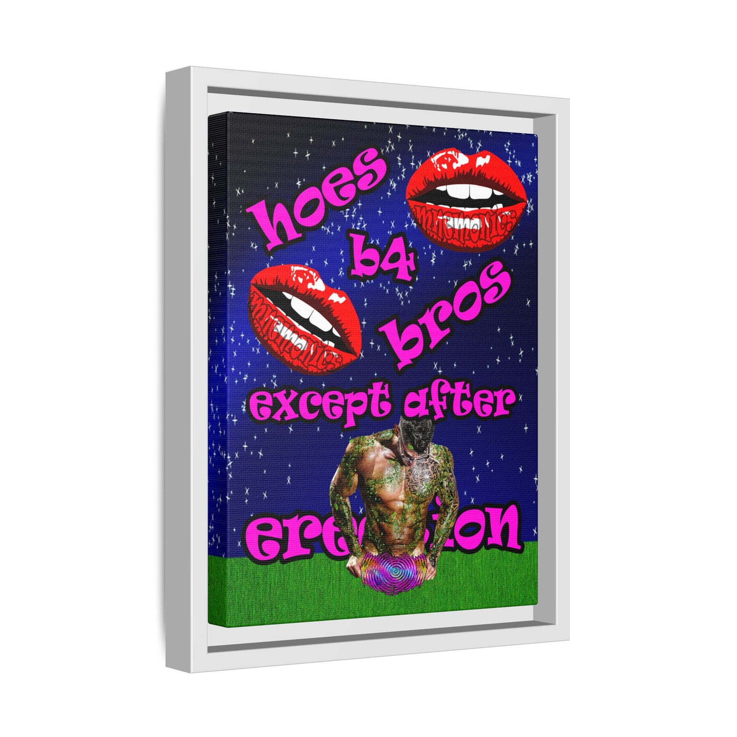 hoes b4 bros - framed canvas art ('snoops' background)