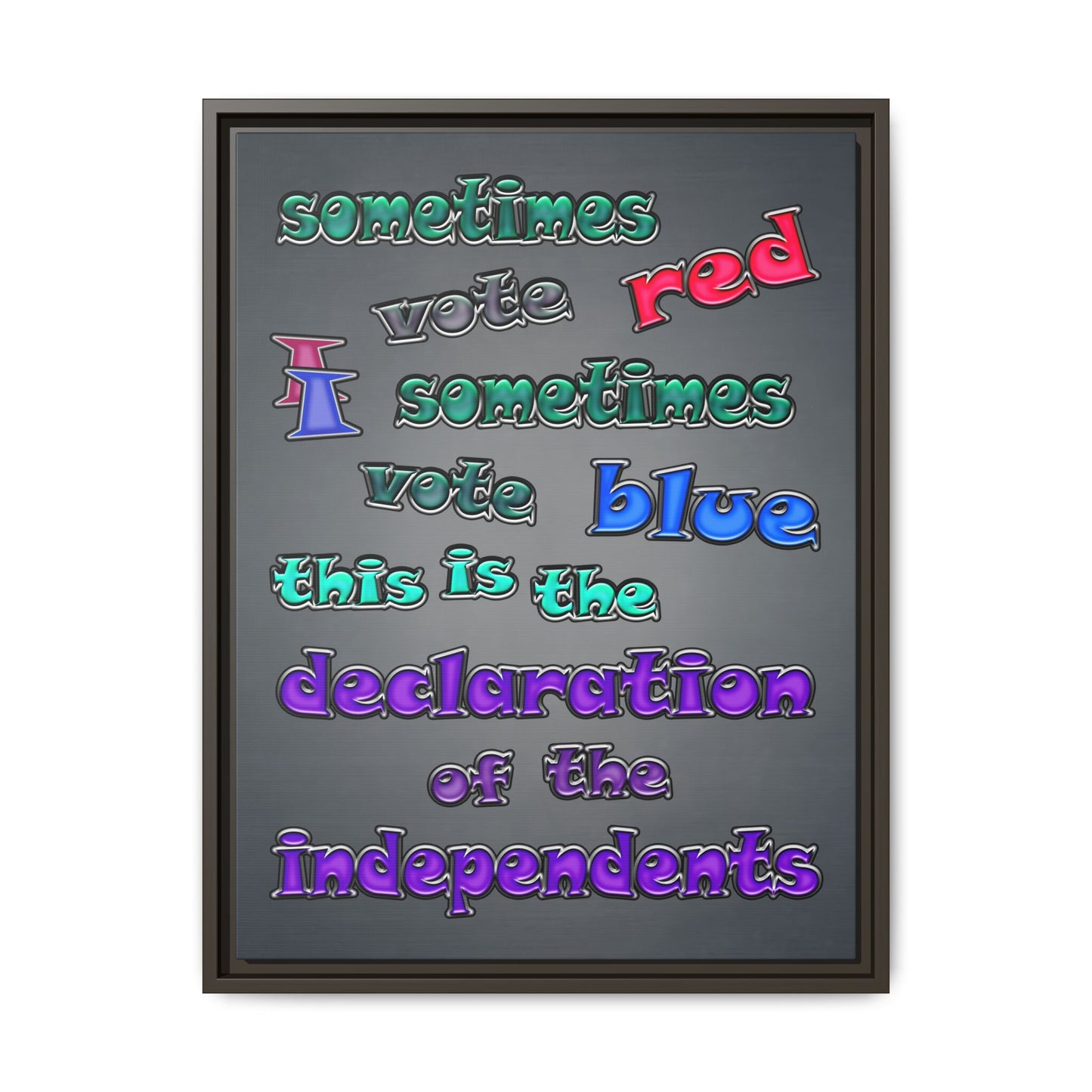 declaration of the independents - framed canvas art (grey-light grey)